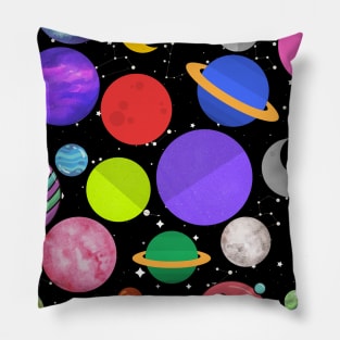 Solar System Planetarium Colorful Planets Pattern Pillow
