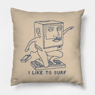 I Like To Surf - Cool 1bit Pixelart Pillow