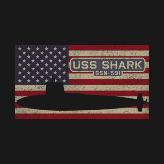 Disover USS Shark SSN-591 Skipjack Class Nuclear Submarine Vintage American Flag Gift - Uss Shark Ssn 591 Submarine Gift - T-Shirt