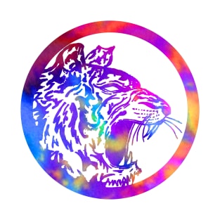 Rainbow Circle Tiger Head T-Shirt