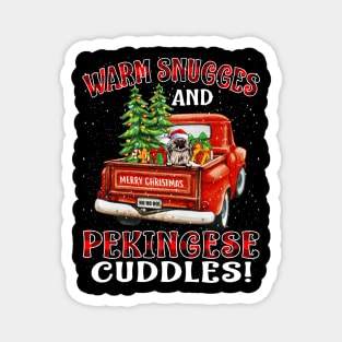 Warm Snuggles And Pekingese Cuddles Truck Tree Christmas Gift Magnet