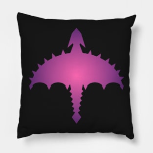 Purple And Hot Pink Abstract Digital Cyber Heavy Metal Dragon Design Pillow