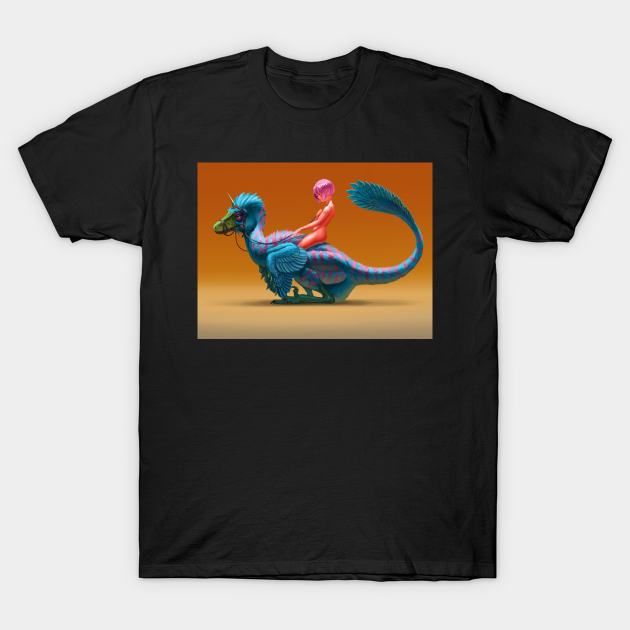 Discover Anime girl on raptor - Animeraptor - T-Shirt