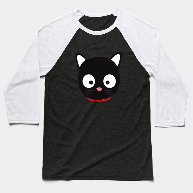 Cute Black Cat With Red Collar Cat Baseball T Shirt Teepublic
