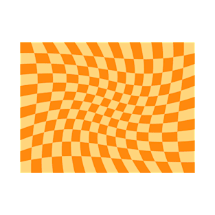 Twisted Checkered Square Pattern - Orange Tones T-Shirt