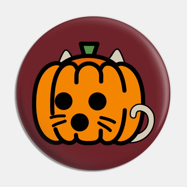 Surprised Pumpkin Cat Pin by GlanceCat