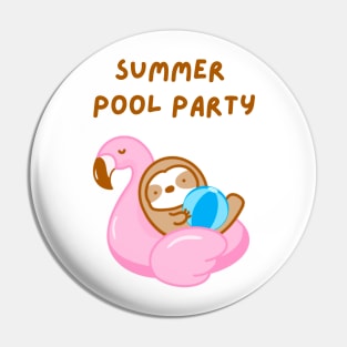 Summer Pool Party Pink Flamingo Sloth Pin