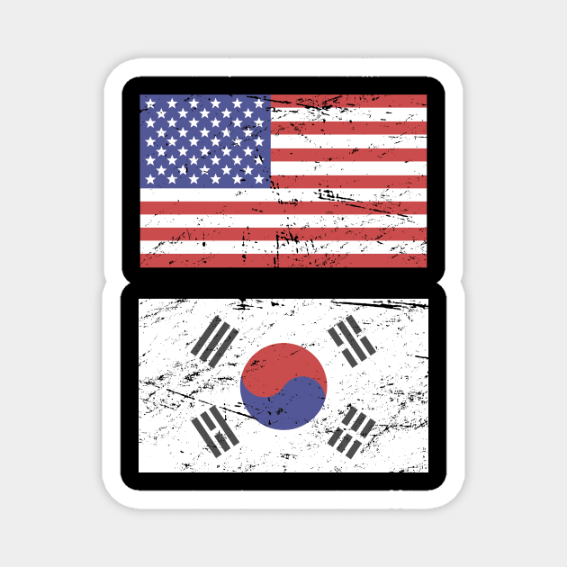 United States Flag & South Korea Flag Magnet by Wizardmode