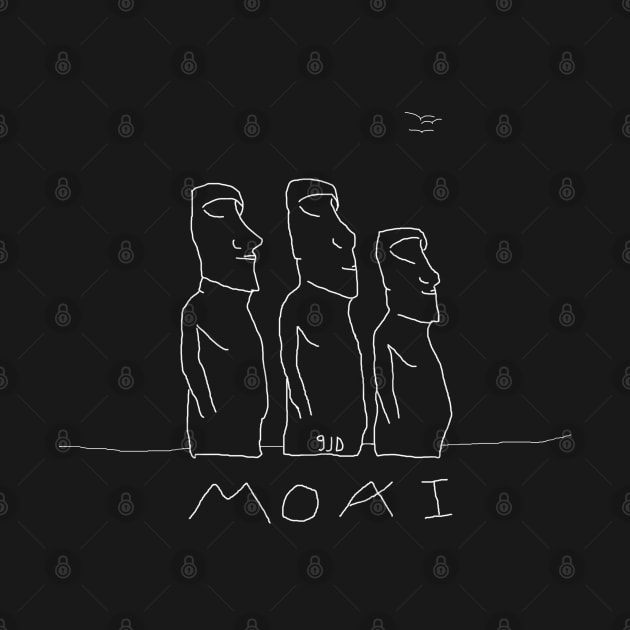 Moais Easter Island black background by 9JD by JD by BN18 