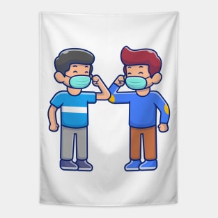 Elbow Bump greeting people cartoon Tapestry