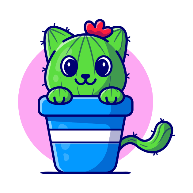 Cute Cat Cactus Cartoon by Catalyst Labs