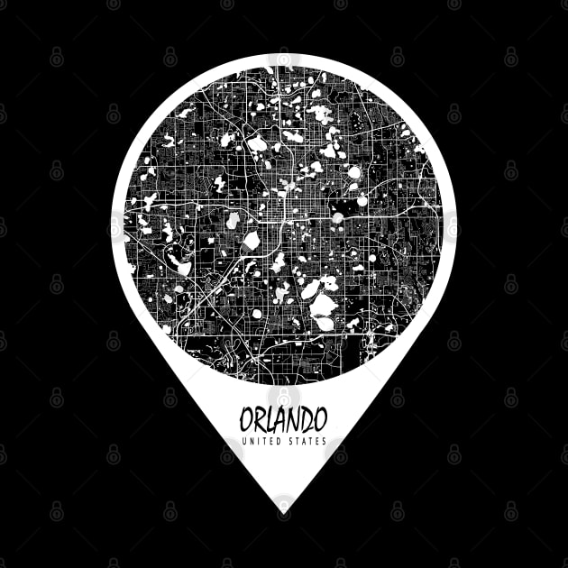 Orlando, USA City Map - Travel Pin by deMAP Studio