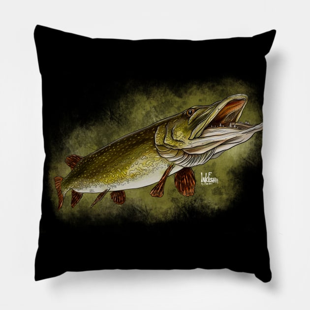 Northern pike Pillow by Sandarmi