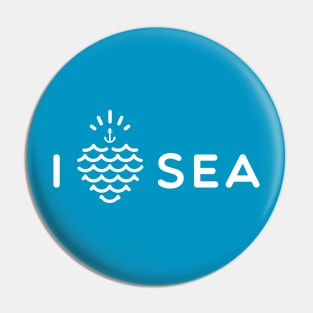 I Love Sea Heart Waves Sea Lover Flat Quote Pin