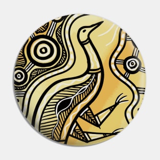 Aboriginal Art - Emu Gold Pin