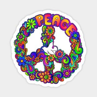 Tie Dye Flower Power Peace Sign Magnet