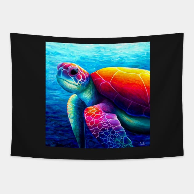 Underwater sea turtle artwork Tapestry by LukjanovArt