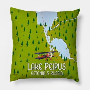 Lake Peipus Estonia and Russia map Pillow