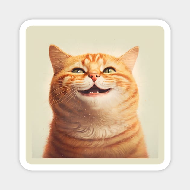 Realistic illustration of cute red haired cat smiling at the camera Magnet by KOTYA