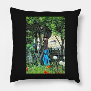 Summer Garden Scarecrow Lady for gardeners and vegetable growers Pillow