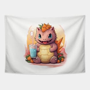 Cute Godzilla and drinking water Tapestry