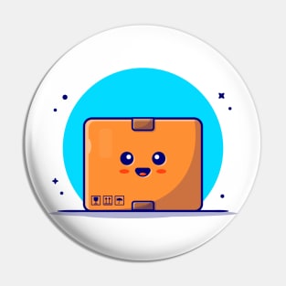 Cute Package Box Cartoon Vector Icon Illustration Pin