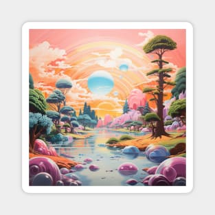 Colorful Psychedelic Landscape Magnet