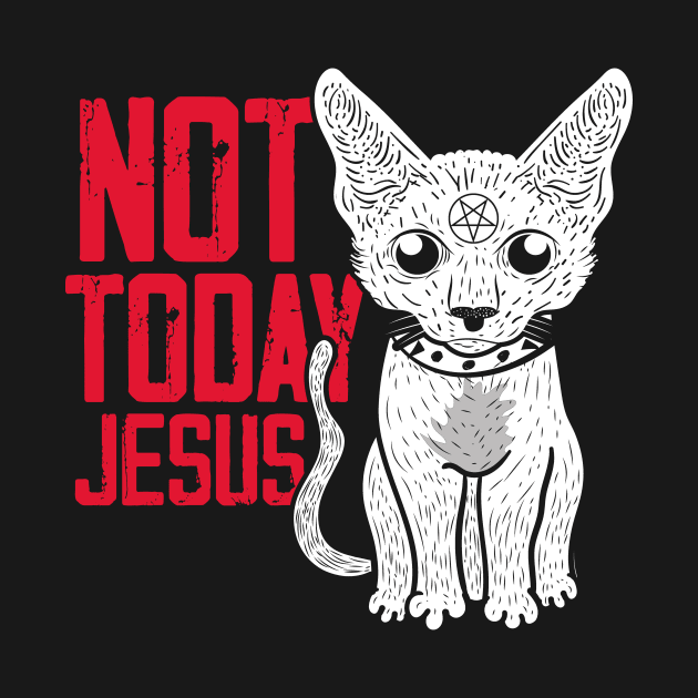 Not Today Jesus Rainbow Satanic Cat Gothic Gift Idea by dconciente