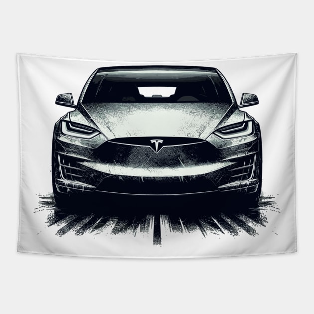 Tesla Model X Tapestry by Vehicles-Art
