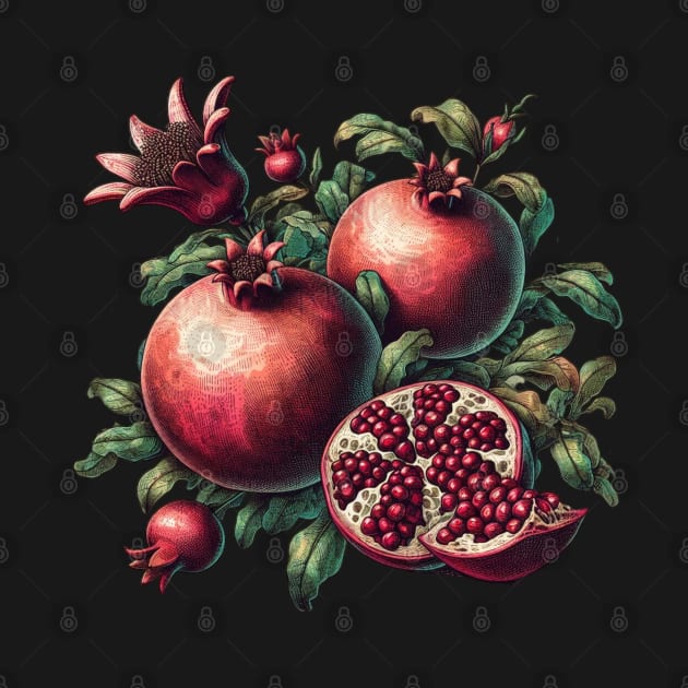 Vintage Pomegranate Botanical by Nancy 