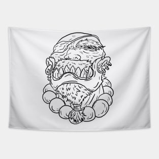 Scary Barbarian Monster Horror Black Lineart T-Shirt Tapestry