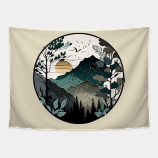 beautiful mountain view, vintage style Tapestry