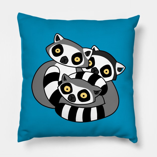 Cuddly Ring Tailed Lemurs Pillow by saradaboru