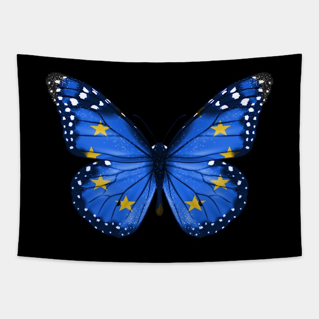 European Union Flag  Butterfly - Gift for European Union From European Union Tapestry by Country Flags