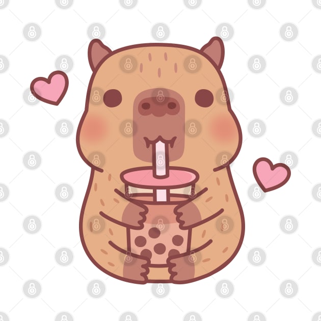 Cute Little Capybara Loves Bubble Tea by rustydoodle