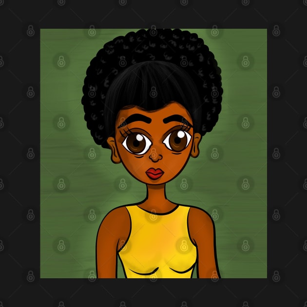 black girl cute art drawing by Spinkly Creations 