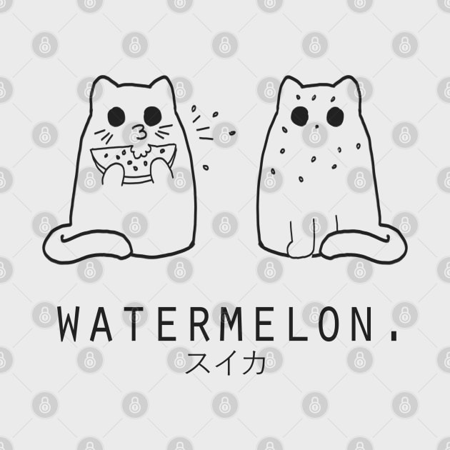 Watermelon "Suika" and Cats Minimalist/Simple Art by Neroaida