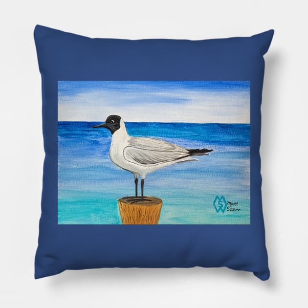 Black-headed gull at the shore Pillow by Matt Starr Fine Art