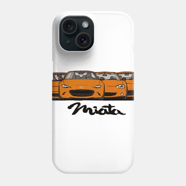 MX5 Miata Generations Orange Phone Case by Woreth