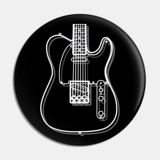 T-Style Electric Guitar Body Outline Dark Theme Pin