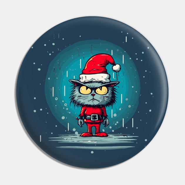 Angry Sad Christmas Cat Elf Pin by tatadonets