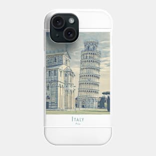 Vintage Retro Pisa Tower Watercolor Poster Phone Case