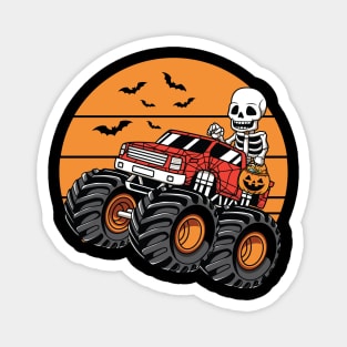 Skeleton Riding Monster Truck Halloween Costume Magnet