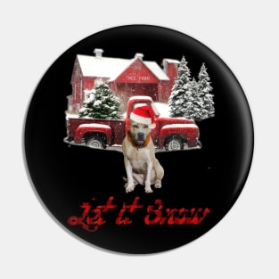 Pitbull Let It Snow Tree Farm Red Truck Christmas Pin