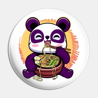 Panda  Eating Ramen Kawaii Pin