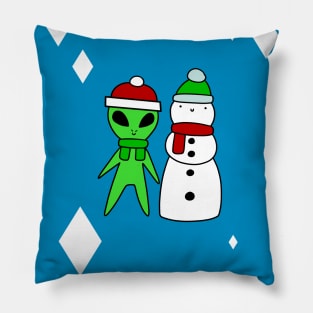 Happy Birthday - Alien and Snowman Pillow