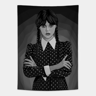 Jenna ortega/wednesday black&white Tapestry