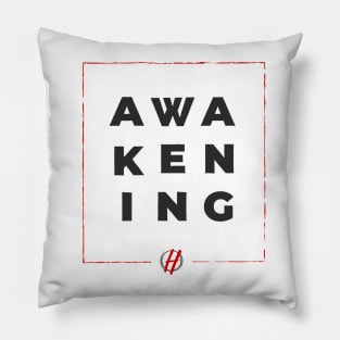 Block Font - Black Awakening with Red Frame Pillow