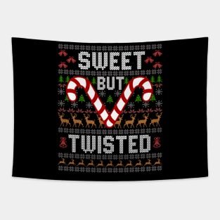 Sweet But Twisted Ugly Christmas Sweater Candy Cane Tapestry