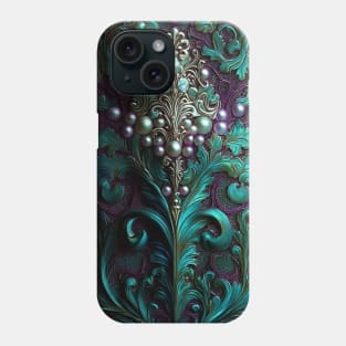 Crystal Gemstone & Floral Paisley | Green Purple Phone Case